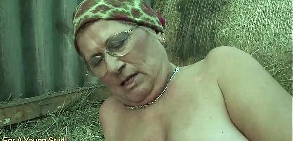  Saggy Old Grannies Fuck In A Barn - Granny Porn